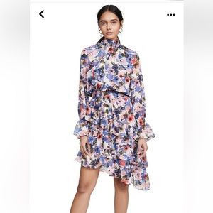 MISA Los Angeles asymmetrical long sleeve chiffon dress.